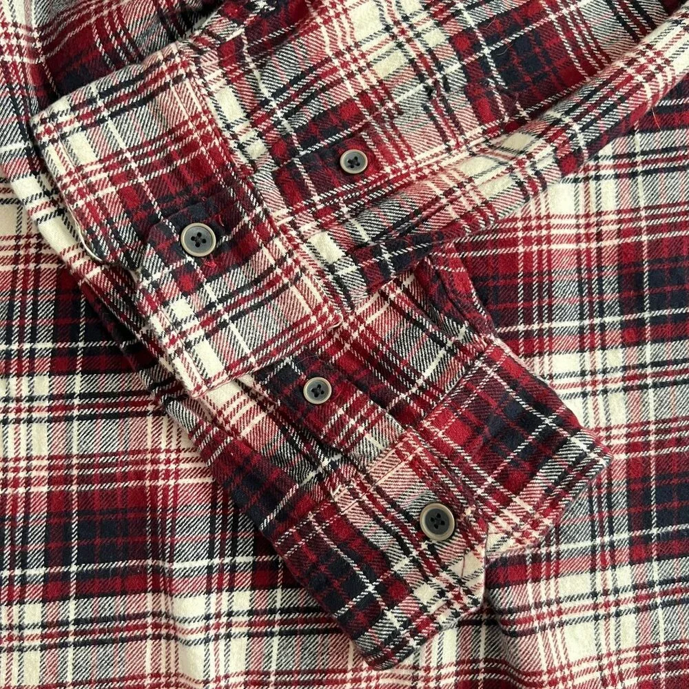Jachs Tartan Plaid Red Flannel Button Up Shirt Mens 2XL Pockets Casual Outdoor